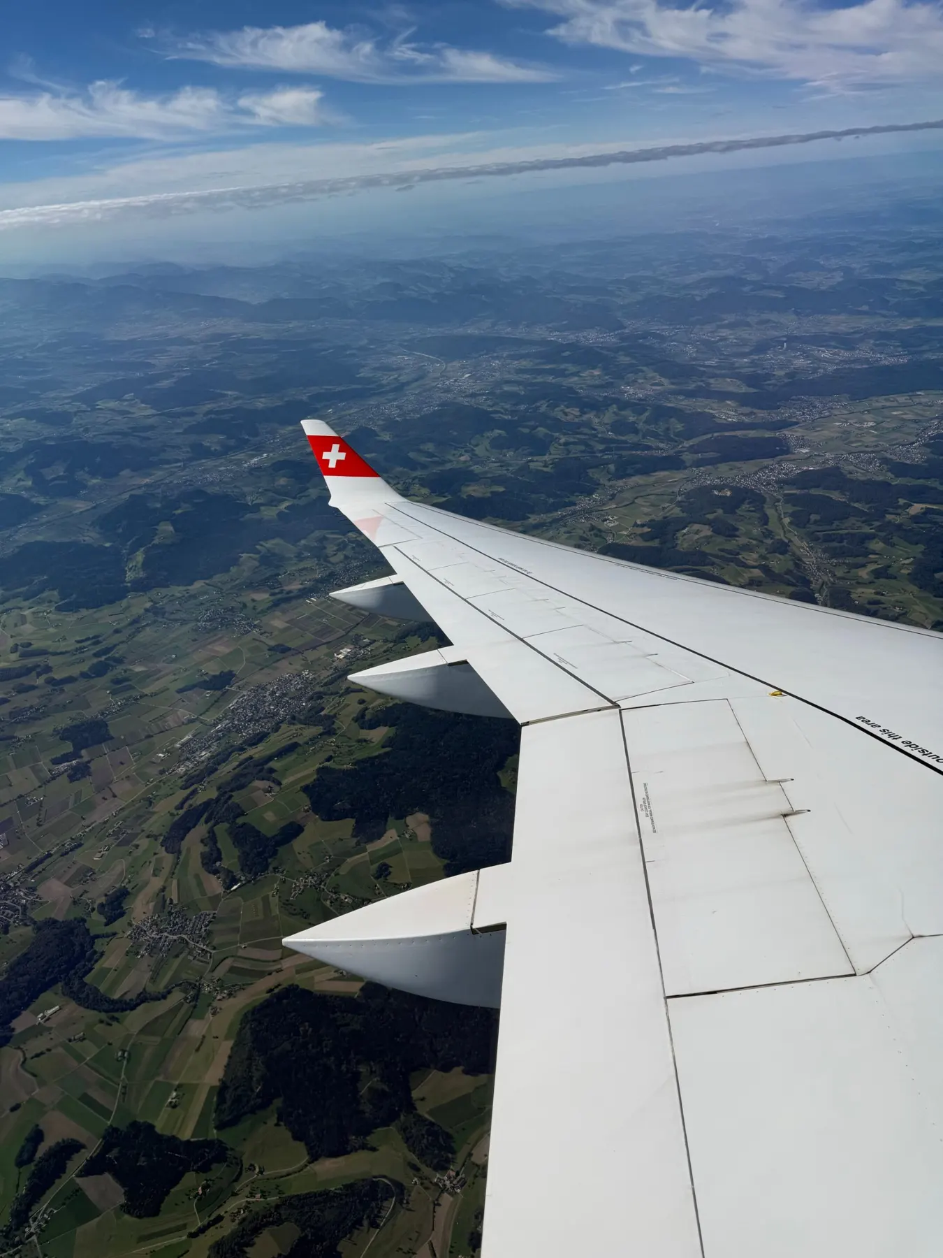 Flying over Switzerland on the way to Zurich